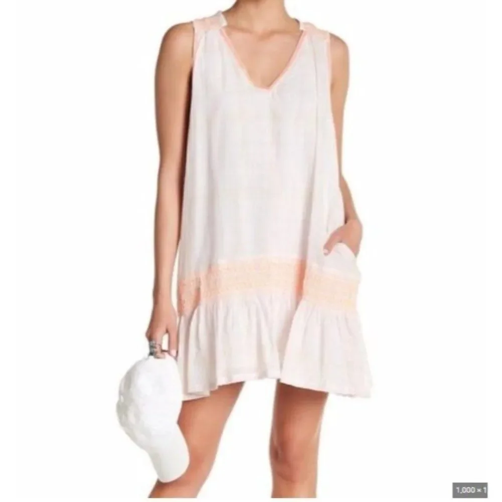 Free People Womens Plaid Mini Dress White Run with Me XS Sleeveless  ob770119